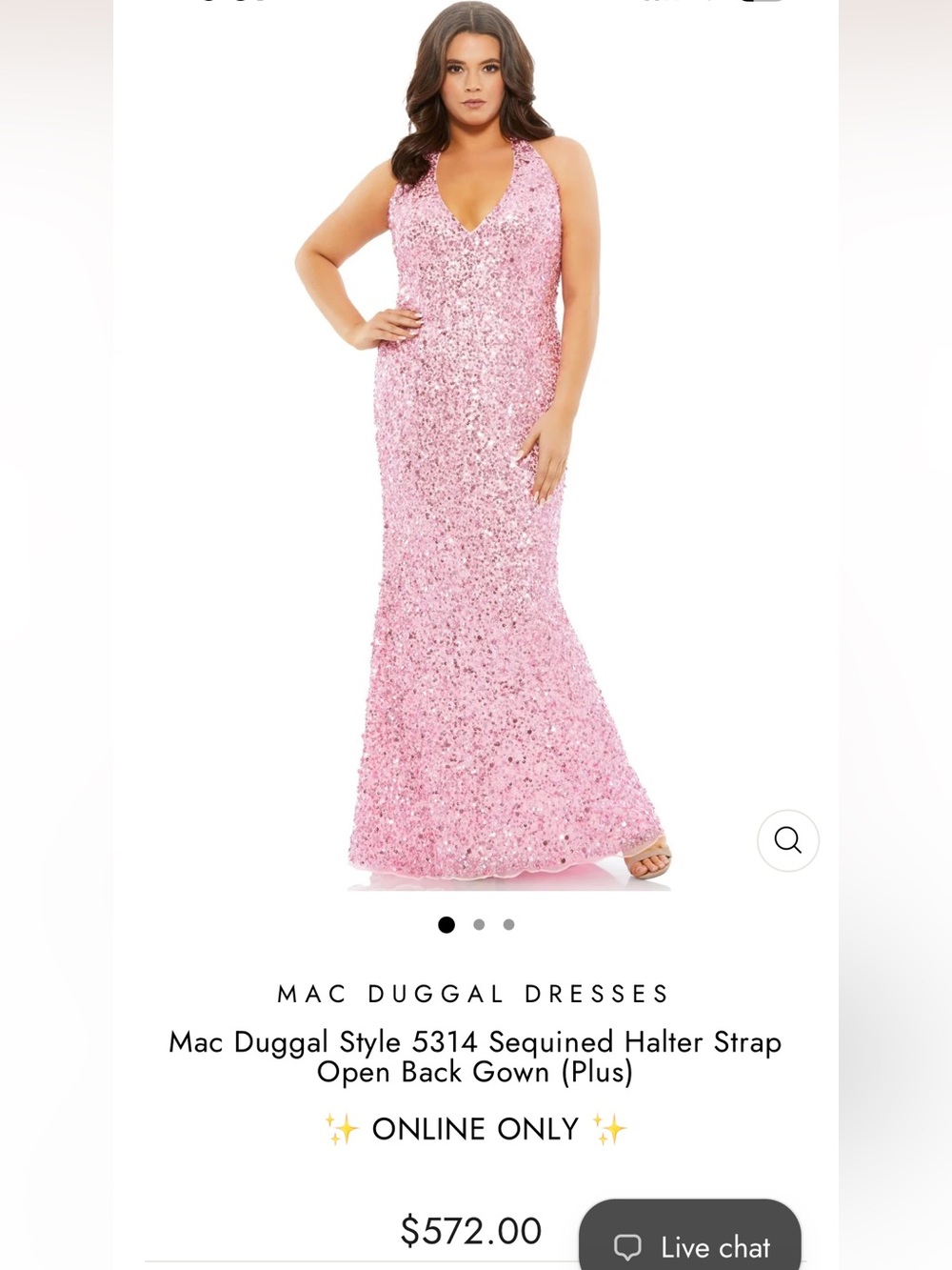 Mac Duggal Style 5314 Sequined Halter Strap Open Back Gown (Plus)